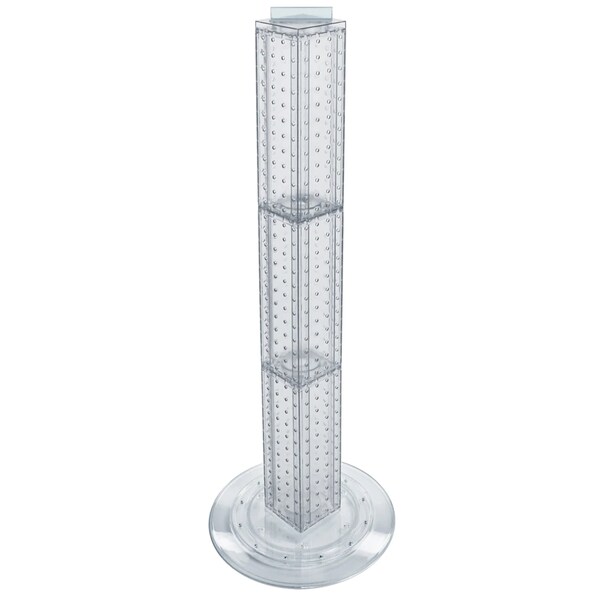 Four-sided 4"W x 36"H Pegboard Tower W/ Revolving 14.5" Base